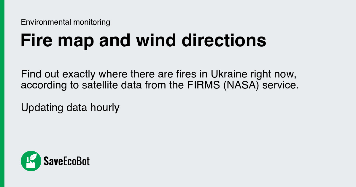 Fire map and wind directions in Ukraine online: fires from the "FIRMS (NASA)" service - SaveEcoBot